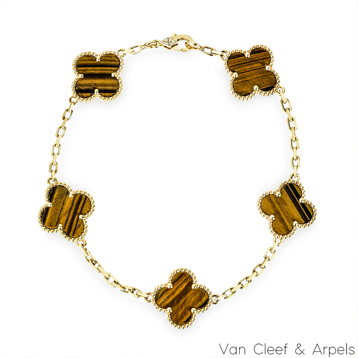 Van Cleef and Arpels Tigers Eye Vintage Alhambra Bracelet VCARD35600 Van Cleef and Arpels Tigers Eye Vintage Alhambra Bracelet VCARD35600